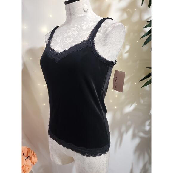 Villager NWT Vintage Romance Velvet Lace Trim Cami Tank Top Size M Whimsigoth - Picture 3 of 9